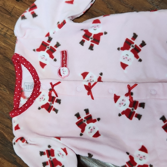 Carter's Baby Girl First Christmas PJs Size 3 Months Fleece Santa Ruffle - Picture 2 of 12
